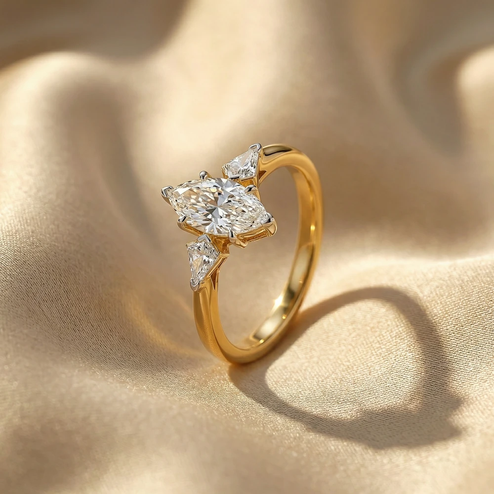 Marquise Solitaire Lab Grown Diamond Ring - Image 1 Marquise Solitaire Lab Grown Diamond Ring, view 1 of 3