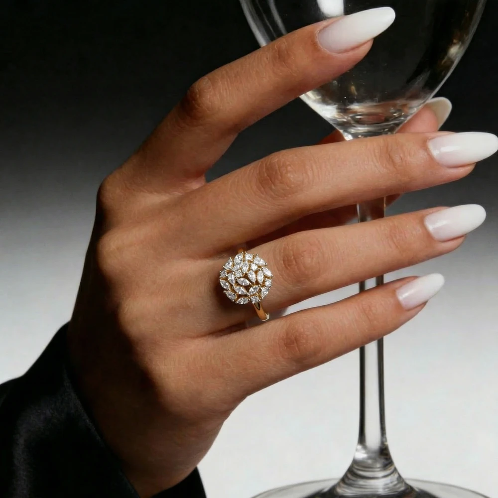 Floral Cluster Dome Lab Grown Diamond Ring, view 3 of 3