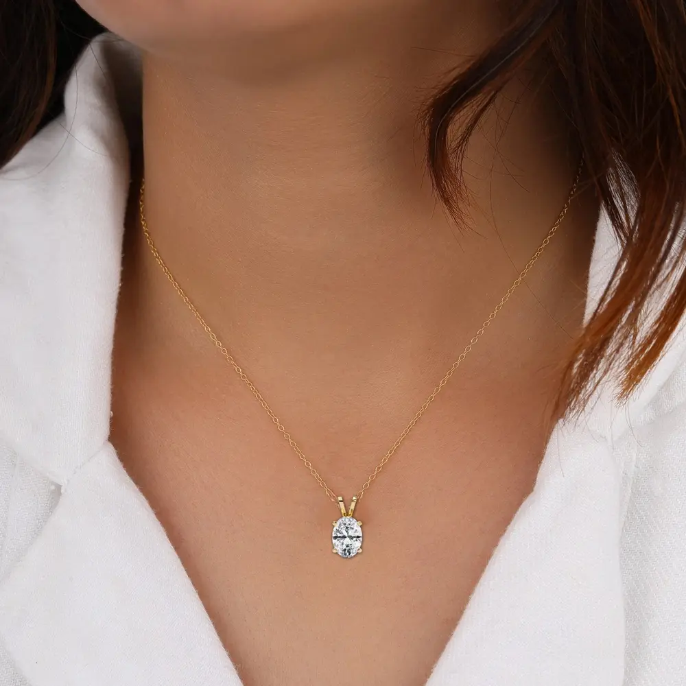 Simple Solitaire Lab Grown Diamond Pendant, view 14 of 16